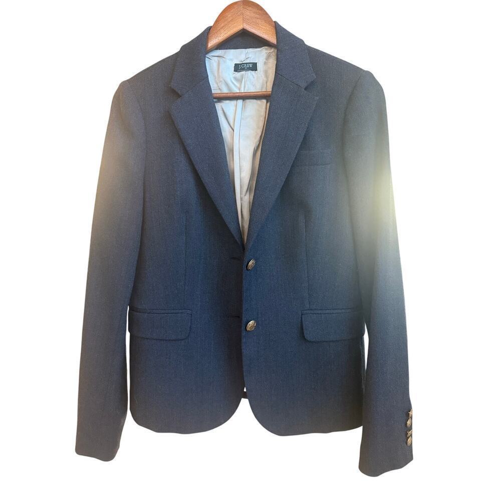 J.Crew Wool Blazer Charcoal Gray Gold Buttons excellent condition Size S